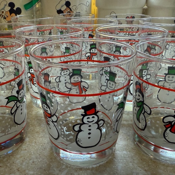 Libbey Other - 11 Vintage Festive Snowman Glass Tumblers White, Red, Green set of 11 Christmas